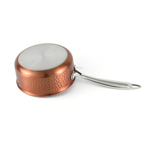 Copper <b>Saucepan</b> Stainless Steel Lid Hammered Finish Modern Design Durable Cooking Pot for Kitchen - Product Image 3