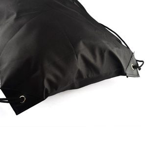 Black <b>Drawstring</b> <b>Backpack</b> Plain Dyed Polyester Adjustable Sport Bag for Outdoor Use Wholesale Pack OEM Supplier - Product Image 4