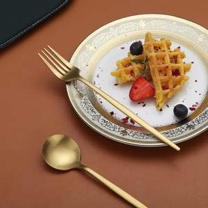 Elegante juego de cubiertos dorados con acabado de alto brillo, aptos para lavavajillas, cubiertos para boda, tenedor, cuchillo, cuchara, mango de metal, al mejor precio. - Product Image 5