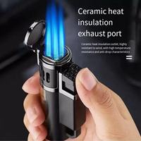 Encendedor de Cigarros Metálico de Chorro Potente, Duradero, Resistente al Viento, de Alta Calidad, de Lujo, Recargable con Butano, Portátil, Seguro, para Regalos