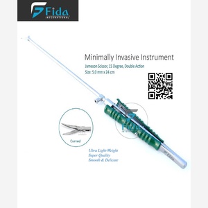 กรรไกรผ่าตัดแบบรุกรานน้อย FIDA Metzenbaum MICS ใบมีดโค้ง 5 มม. แบบมีวาล์วเกต สามารถทำความสะอาดด้วยตนเองได้ สำหรับการผ่าตัดหัวใจ - Product Image 1