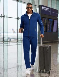 Conjunto Deportivo Azul para Hombre, Chaqueta con Cremallera de Manga Larga y Pantalones con Cordón, Corte Regular, Secado Rápido, Ropa Deportiva para Otoño - Product Image 5
