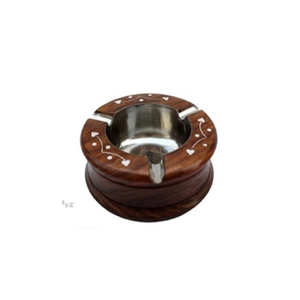Cendrier en bois fait main avec insert en acier inoxydable, compatible lave-vaisselle, décoration rustique pour bar et salon, qualité domestique - Product Image 3