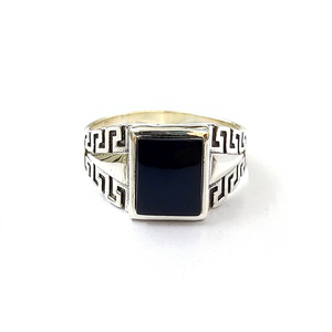 Men's Black Onyx <b>Fine</b> <b>Ring</b> 8.2 Grams Weight - Product Image 2