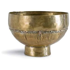 Vase à fleurs décoratif en laiton brut style Wabi-Sabi, fait main, or antique, centre de table en métal de style brutaliste - Product Image 1