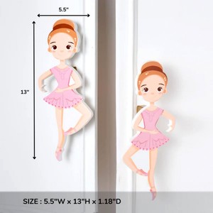 Poignées et poignées de tirage décoratives en bois d'acacia pour enfants, poignée de placard, poignée de commode, poignée de penderie en forme de ballerine, vente en gros - Product Image 2