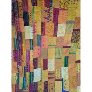 Colcha Kantha Hecha a Mano con Parches, Reversible, de Algodón, Naranja, Amarillo, Multicolor, Decoración para el Hogar, Regalo para Ella - Product Image 3