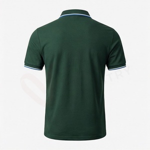 Polo à manches courtes pour homme, vert foncé, avec poche, tricoté, design uni, coupe classique - Product Image 2
