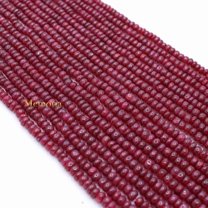 Perles de pierres précieuses en rubis rouge naturel facettées en forme de rondelle, 9 rangs, non traitées, non chauffées, pour la création de bijoux. - Product Image 2