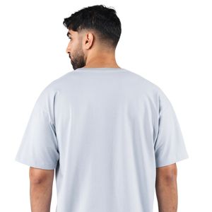 เสื้อยืดโอเวอร์ไซส์สีเทาอ่อนสำหรับผู้ชาย ผ้าฝ้ายเนื้อนุ่ม ทรงหลวม คอกลม สวมใส่สบายทุกวัน สไตล์สตรีทแฟชั่น - Product Image 4