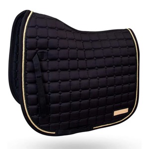 Black <b>Quilted</b> Horse Saddle Pad With Gold Trim Nylon Material For Equestrian Use Horse Saddle Pad For Sale Advantage Impex - Product Image 1