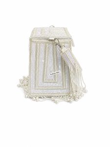 Bolso de Mano de Lujo para Mujer, con Cuentas y Flecos de Perlas, Hecho a Mano, para Fiestas - Product Image 2