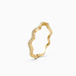 Bague d'éternité de mariage en diamant cultivé en laboratoire éthique, sans conflit, modèle Lavish Wave |   0,06 ct rond en or jaune, blanc et rose 9 carats - Product Image 3