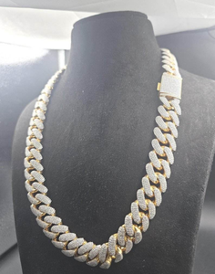 Moissanite Silver Cuban Link <b>Chain</b> Hip Hop <b>Iced</b> <b>Out</b> Two Tone Statement Necklace Luxury Bling Jewelry Gift For Men - Product Image 4