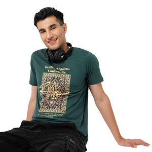 Graphitee décontracté col rond demi manches T-Shirt 100% coton sérigraphie coupe ample conception vierge - Product Image 2