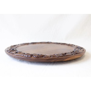 Most Demanded Round Wooden <b>Decorative</b> <b>Plate</b> Handmade Traditional Chinese Design Plant Pattern Engraved Edge - Product Image 2