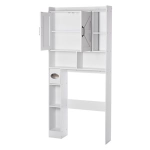 Mobiletto Sopra WC, Altezza 66,14 Pollici, Organizzatore per Bagno e Spa con Doppia Porta, Ripiano Regolabile, Materiale in Legno MDF - Product Image 1