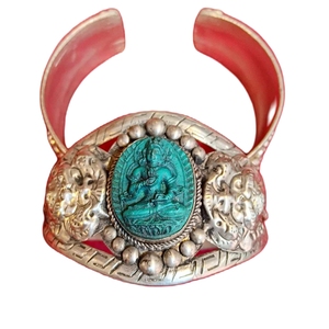 Brazalete de Metal Blanco de Estilo Religioso Budista Tibetano con Circonita para Regalo - Product Image 3