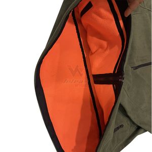 Chaqueta de forro polar verde con cremallera completa, forro naranja, puños acanalados, bolsillos laterales, ropa de forro polar de marca privada, cortavientos de invierno con cremallera completa - Product Image 3