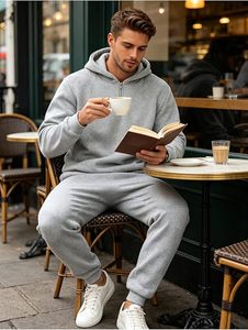 Men Track Suits 2 Piece Set Quarter Zip Hoodie Sweatpants Jogging Suits Causal <b>Athletic</b> Men's Sweatsuits - Product Image 4