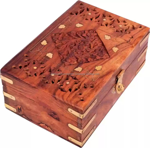 Cajas de madera talladas decorativas para el hogar, oficina, almacenamiento de madera, tapa con bisagras, recuerdo, caja de madera tallada - Product Image 4