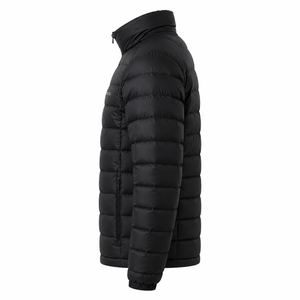 Doudoune noire pour homme, col montant, fermeture éclair, coupe-vent, rembourrage en polyester, vêtement d'hiver décontracté, logo frontal, coupe classique - Product Image 4