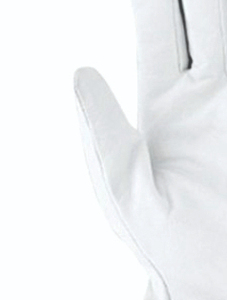 Gants de sécurité en cuir blanc personnalisés OEM écologiques, longueur poignet, avec bordure rouge, unisexes, à doigts complets, pour le travail, marque privée - Product Image 4