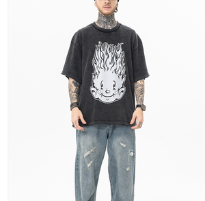 Camiseta Oversize Personalizada con Efecto Desgastado Vintage, Camiseta Oversize Estilo Urbano con Lavado Ácido Personalizado - Product Image 5