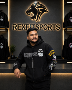 REXFITSPORTS 2026 Custom <b>Black</b> Graphic <b>Zip</b> <b>Up</b> <b>Hoodie</b> Unisex Cotton Polyester Fleece Streetwear Full <b>Zip</b> Sweatshirt with Sleeve - Product Image 2