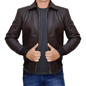 <b>Men</b> Premium <b>Leather</b> Motorcycle <b>Jacket</b> Slim Fit Biker Style Zip Front Zipper Pockets Custom Logo Winter Fashion Outerwear OEM - Product Image 5