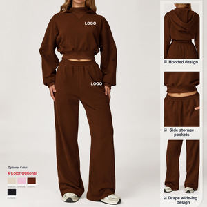 Conjuntos de Sudadera con Capucha de Primavera de Alta Calidad Personalizados, Cintura Elástica, Corte Holgado, Trajes Deportivos para Mujer, para Correr y Hacer Ejercicio al Aire Libre - Product Image 2