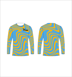 เสื้อยืดแขนยาวแบบซับลิเมชั่นสีน้ำเงินลายวงกลมสีเหลือง คอกลม สำหรับเล่นกีฬา เสื้อผ้าสไตล์เฟอร์รูเชียส ขายส่ง - Product Image 1