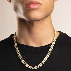 Collar de eslabones cubanos de moissanita chapado en plata, estilo hip hop, joyería para hombre, collar hip hop - Product Image 2