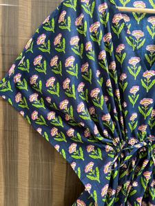 Women 100% Cotton Straight Daily Floral Maxi <b>Kaftan</b> Dress Batwing Sleeves Eco-Friendly <b>Beach</b> Cover Boho Resort Wear Kimono - Product Image 2