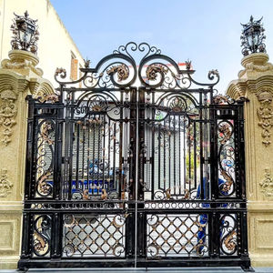 Puerta Batiente Decorativa de Hierro Forjado para Exteriores, Puerta Metálica Personalizada para Villas de Lujo, Entrada de Apartamentos, Diseño Moderno, Duradero y Elegante - Product Image 1