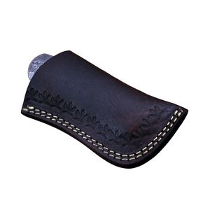 Couteau de chasse à lame fixe en acier Damas fait main avec manche en bois et étui en cuir pour le camping en plein air, la survie et les usages multiples - Product Image 6