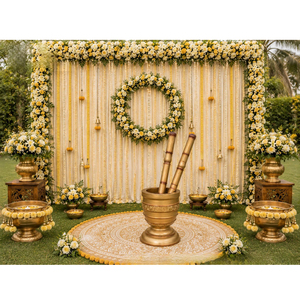 Conjunto Rolu Rokali para Celebración Haldi Preboda, Personalizado, Profesional, Nuevo, para Función de Boda - Product Image 1