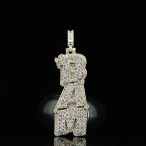 Vertical Letter <b>Pendant</b> Custom Name Moissanite Chain <b>Pendant</b> <b>Initial</b> Letters Vvs Moissanite <b>Pendant</b> Pass Diamond Tester <b>Pendant</b> - Product Image 5
