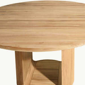 Mesa redonda de madera de teca en oferta, de estilo moderno, ideal para cafetería o terraza al aire libre. - Product Image 6