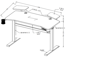 Lumetal Computer <b>Table</b> ( Height <b>adjustable</b> desk ) with Metal <b>leg</b> Wood PB top with melamine 1200x620x705~1130Hmm - Product Image 5
