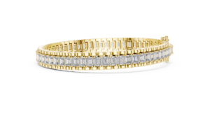 Lab Grown Diamond Jubilee Tennis Bracelet 12.00 CTW Emerald Cut DEF VVS VS 14K <b>Gold</b> Secure Box Clasp Lock Wholesale Fine Jewelry - Product Image 4