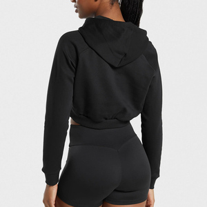 Sweat-shirts à capuche courts pour femmes OEM/ODM, nouvelle collection, 100% coton molletonné, hiver, avec cordon de serrage, par Star Crystal Enterprises - Product Image 3