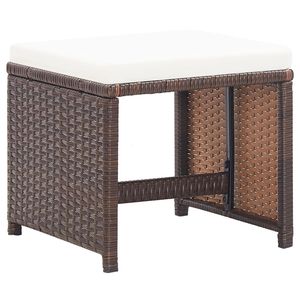 Juego de 2 Sillas de Jardín Marrón y Blanco Crema con Cojines, Colección de Taburetes Elegantes - Product Image 2