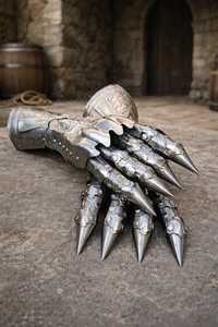 Guantes de Acero de Caballero Medieval, Guantes de Armadura Plateados, Protección Completa Articulada para las Manos, Estilo Antiguo, Artesanía en Metal - Product Image 5