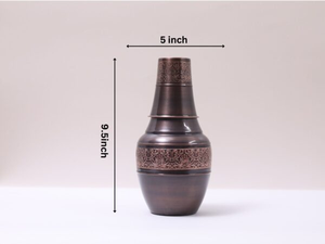 Pure Copper Bedside Carafe Flask With Tumbler for Ayurvedic Health Benefits Copper Material Hammered Water Bottle InstantTraders - Product Image 2