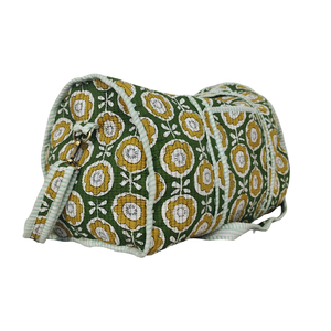 Elegante bloque de impresión verde floral acolchado bandolera bolsa de lona - Product Image 1