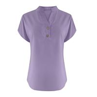 Pull tricoté décontracté à col rond et boutons pour femme, grande taille, anti-plis, anti-boulochage, 200g, avec logo brodé et tie-dye, manches courtes