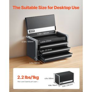 Cassetta degli Attrezzi Portatile in Metallo da 8,6 Pollici con 3 Cassetti, Robusta, con Rivestimenti in EVA e Piedini in PP - Product Image 2