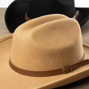Chapeau de cowboy vintage en feutre avec boucle de ceinture personnalisée et logo d'usine, style western, unisexe - Product Image 4