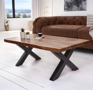 Mesa de Centro de Madera con Patas de Metal Negro, Mesa de Centro Moderna de Estilo Industrial para Sala de Estar u Oficina, Mueble Decorativo - Product Image 2